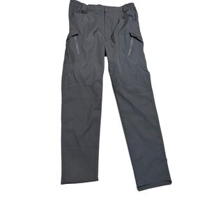 2XL Tactical Cargo Pants‎ Gray Polyester Cotton Blend Zip Pockets Elastic Waist